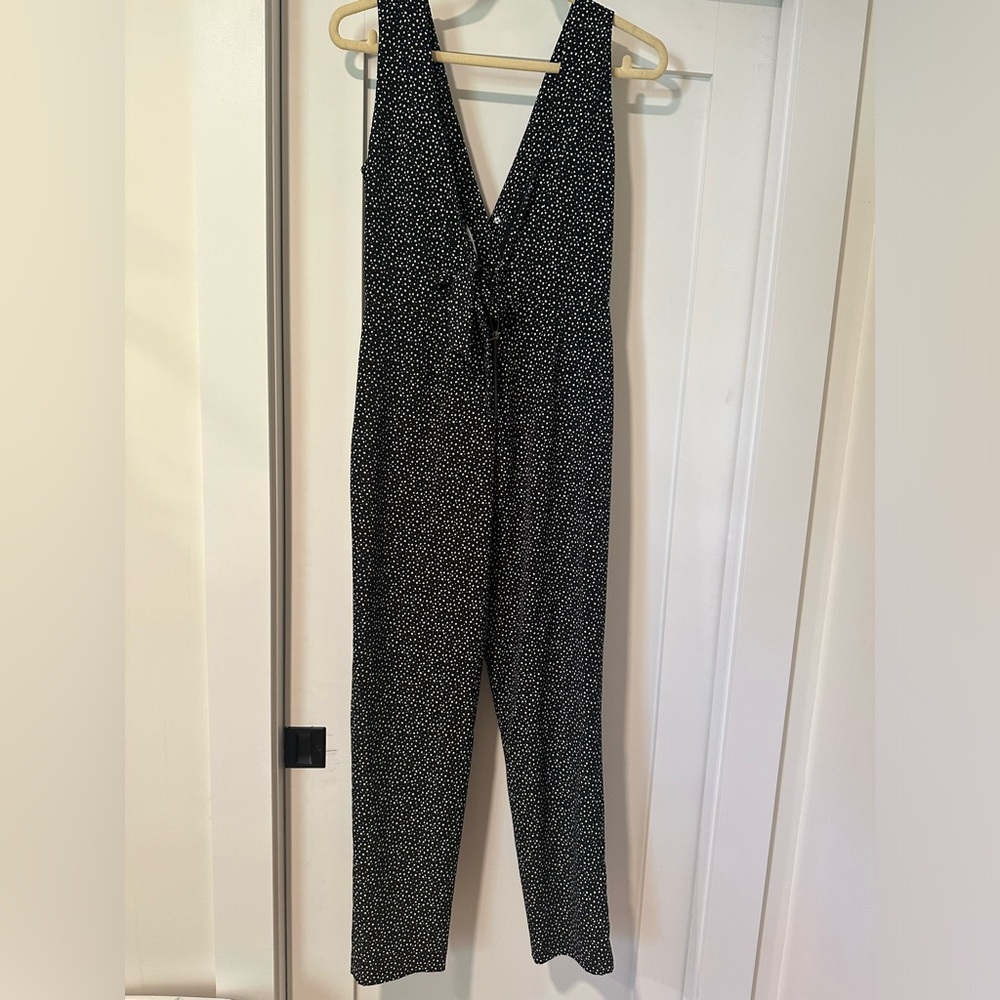 SAM EDELMAN jumpsuit in black and white spot print